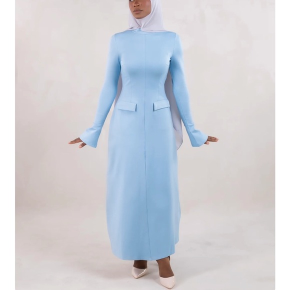 Batul The Collection NWT Talia Baby Blue Modesty Long Sleeve Maxi Dress Large - Picture 12 of 13